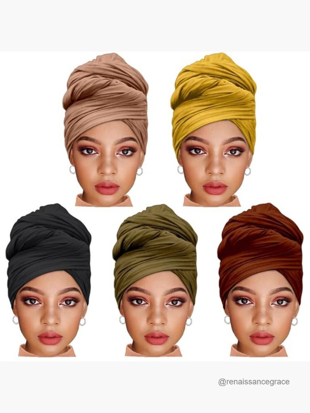 5-Pack Stretch Jersey Hijab Scarf Set, Extra Long Soft Head Wraps